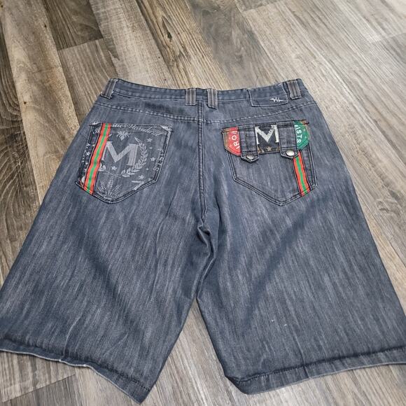 Most Official Seven Other - Most Official Seven Jeans Shorts Black Baggy Wide Leg Hip Hop Mens 40x13 Y2k